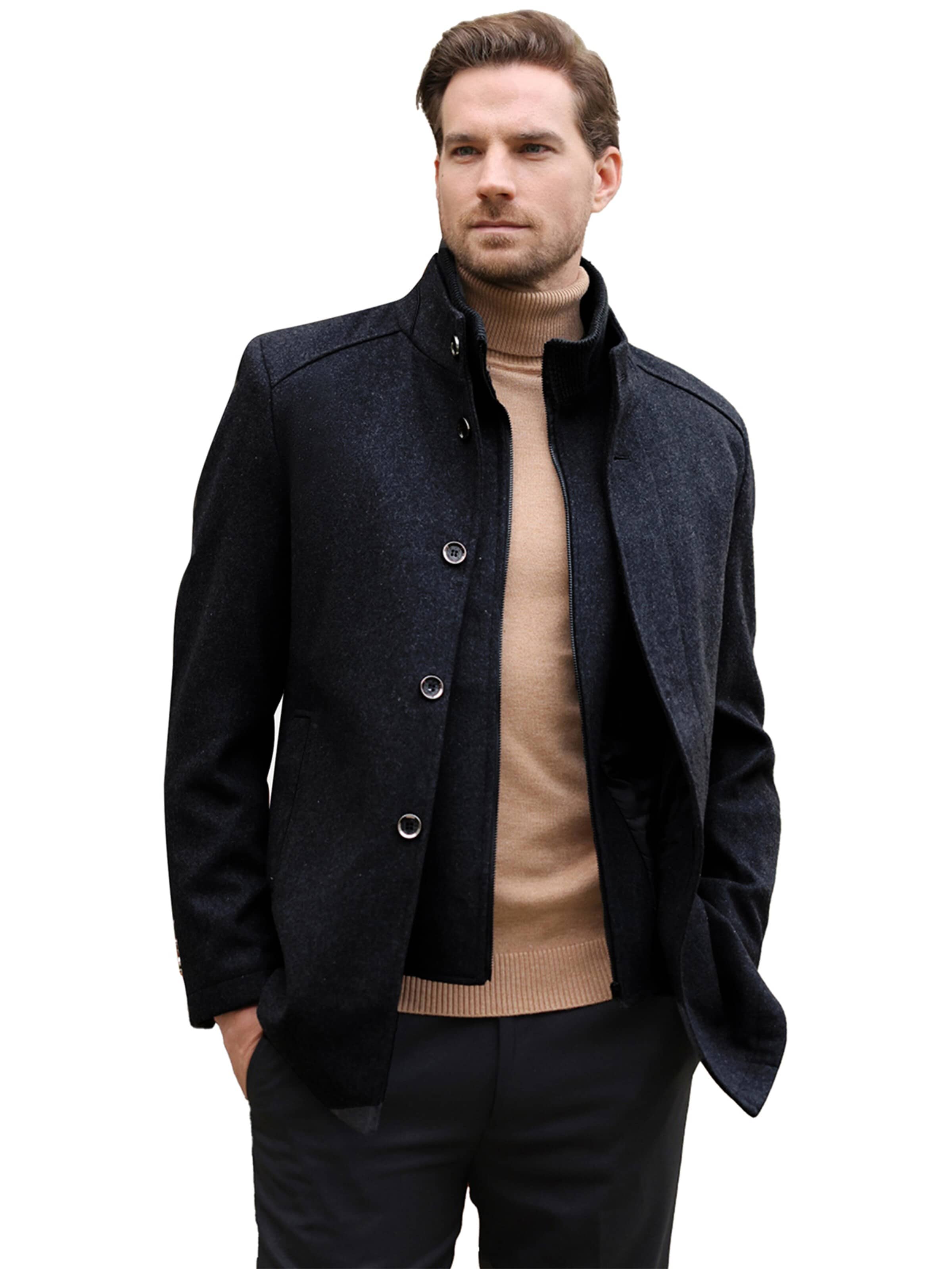 YOUTHUP Winter Coat in Black: front