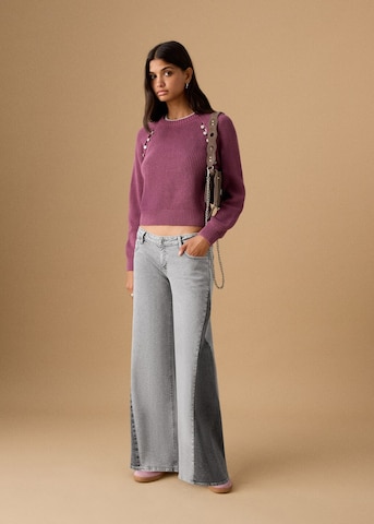 MANGO TEEN Wide leg Jeans 'Kimberly' in Grey