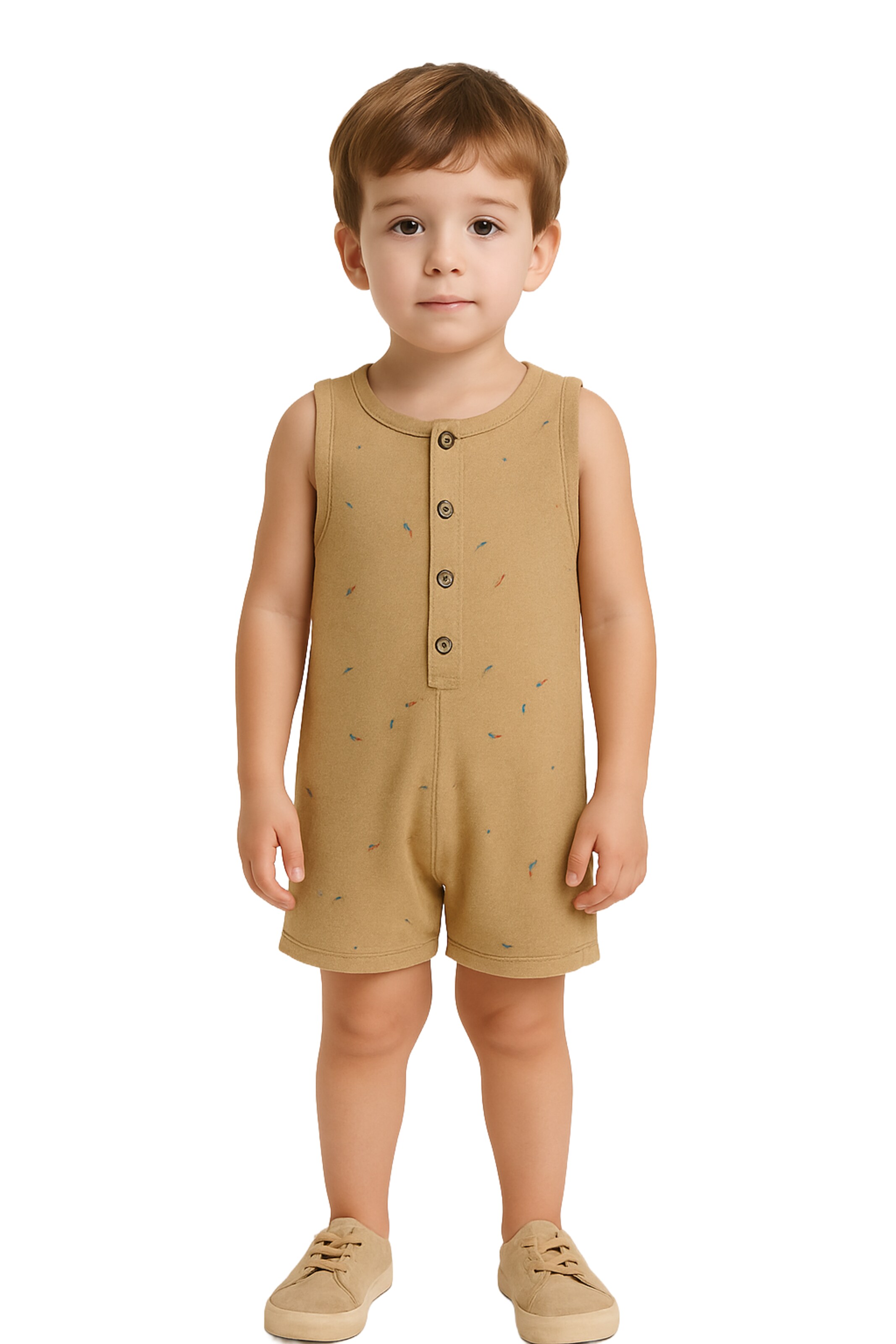Panço Dungarees in Beige: front