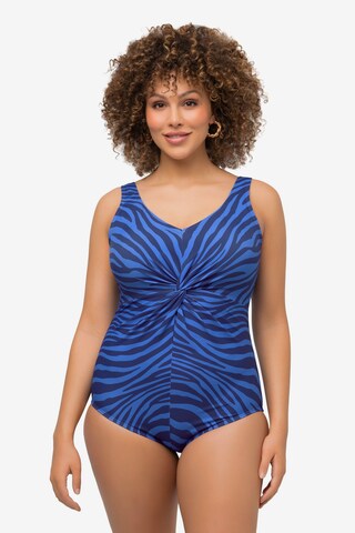 Ulla Popken Bralette Swimsuit in Blue: front