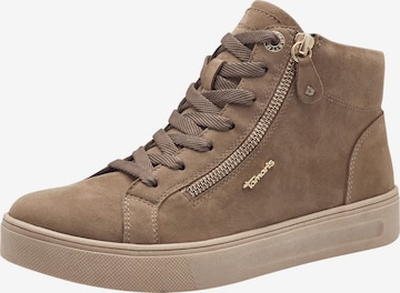 Tamaris Sneakers hoog in Beige: voorkant