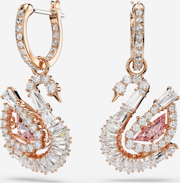 Boucles d'oreilles 'Swan' Swarovski en or : devant