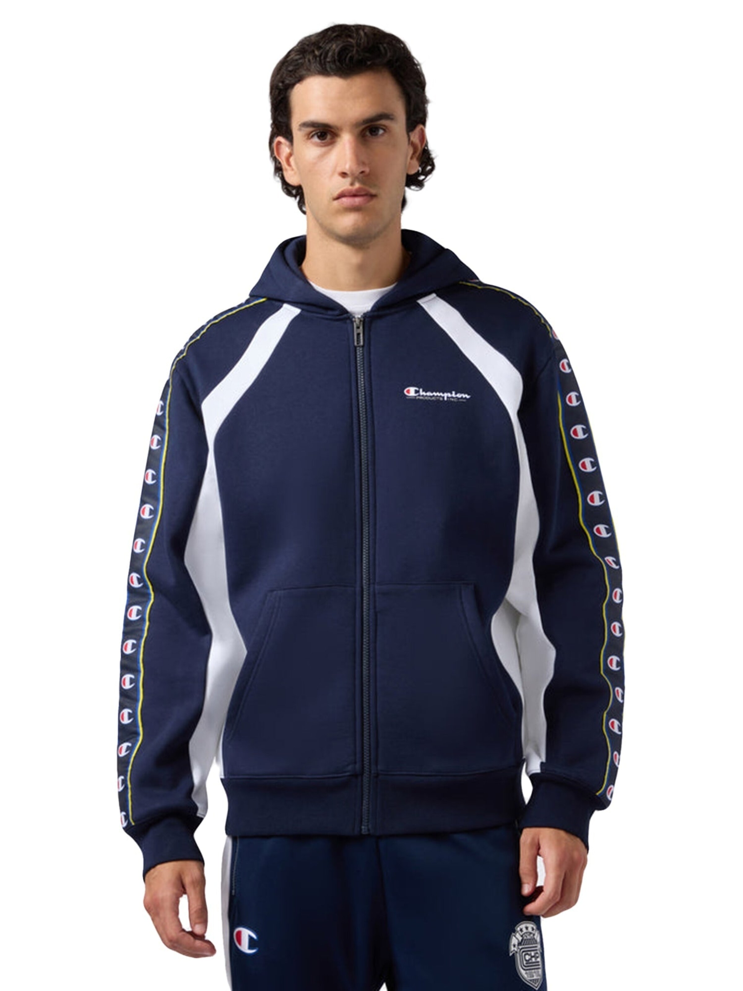 Champion Zip-Up Hoodie 'FULL ZIP HOODIE SWEATSHIRT NAVY' in Blue: front