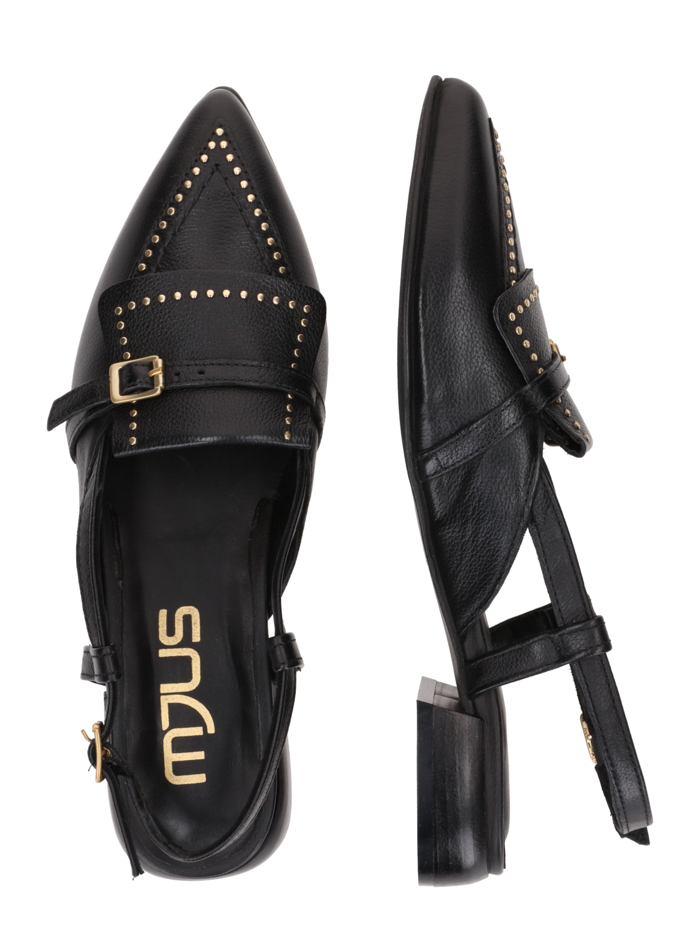 Balerini cu curea glezna 'PORTOFINO' de la MJUS pe negru