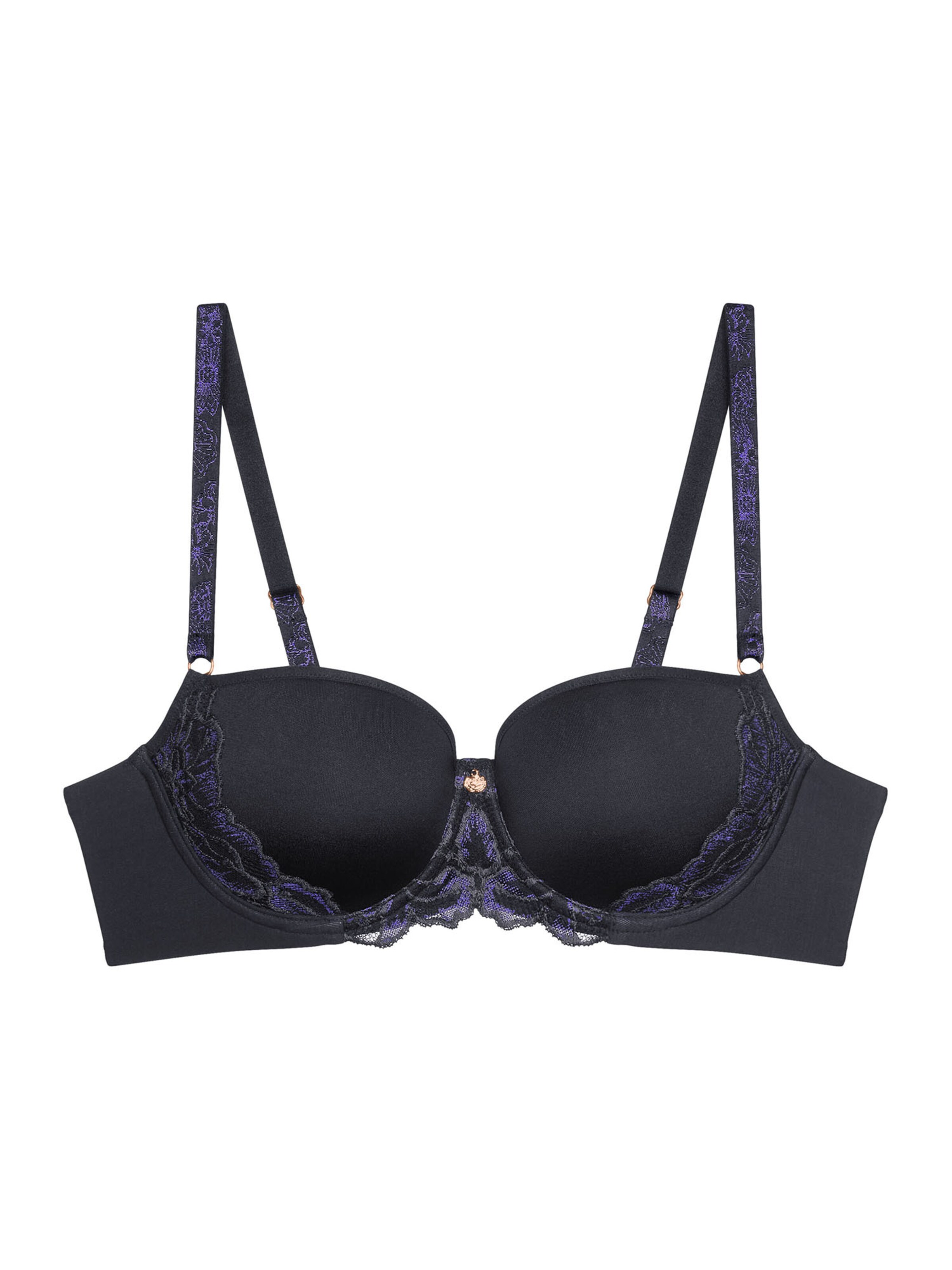 TRIUMPH T-shirt BH ' Wild Gardenia Florale ' in Zwart: voorkant