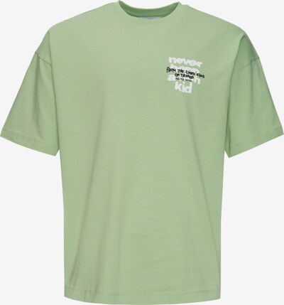 Multiply Apparel Camiseta en verde pastel / negro / blanco, Vista del producto