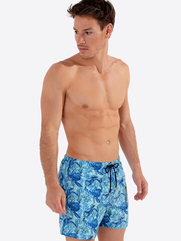 HOM Zwemshorts ' Beach Boxer Tartane ' in Blauw: voorkant