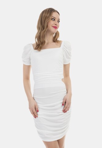 Robe de cocktail faina en blanc : devant