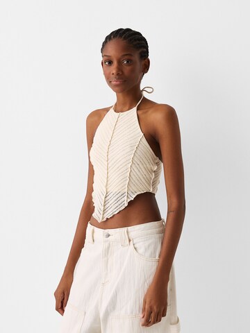 Bershka Gebreide top in Beige: voorkant