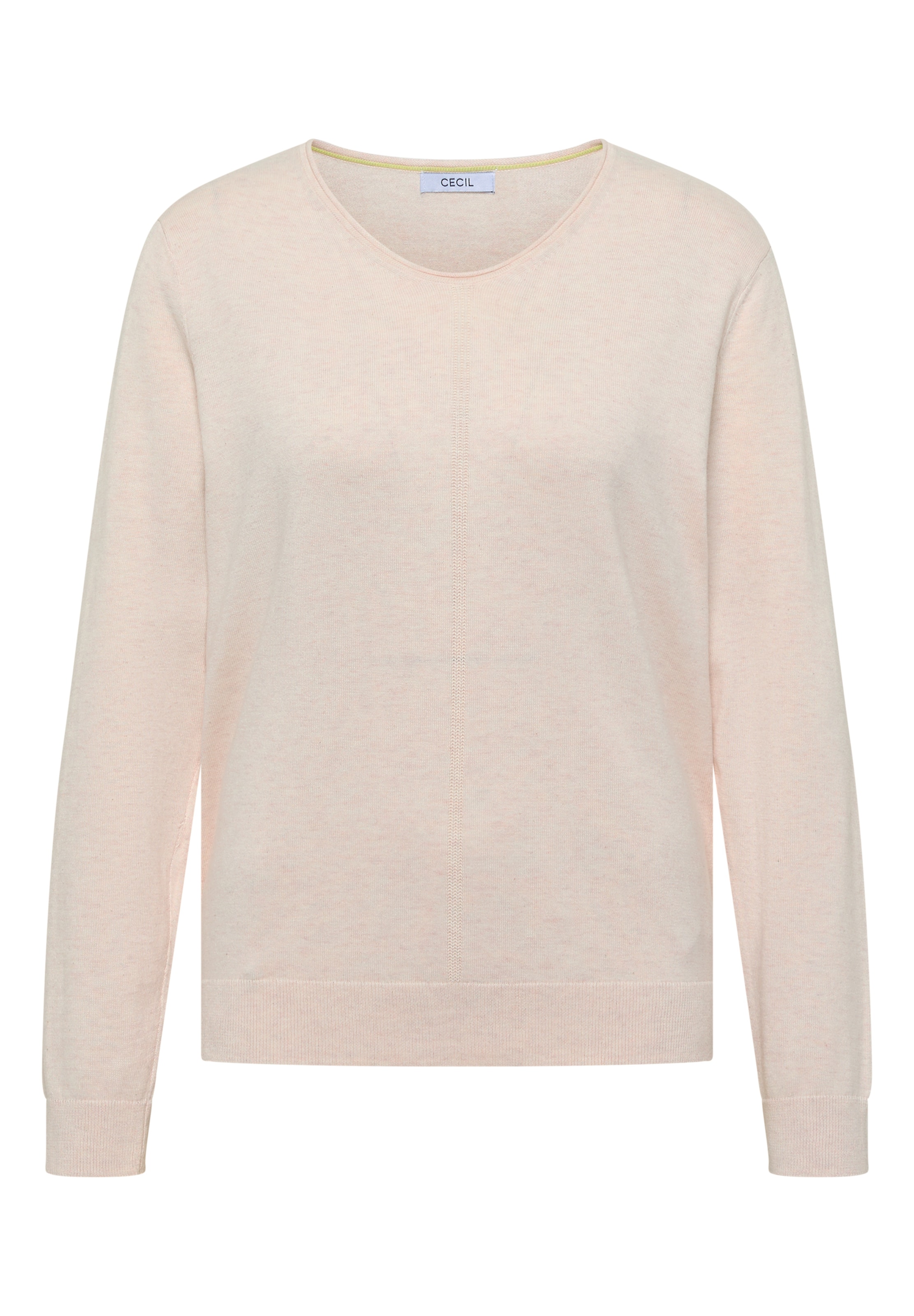 CECIL Basic Pullover mit V-Neck in Unifarbe in L in hellbeige, Produktansicht