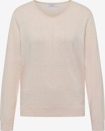 CECIL Basic Pullover mit V-Neck in Unifarbe in Beige: Vorderseite