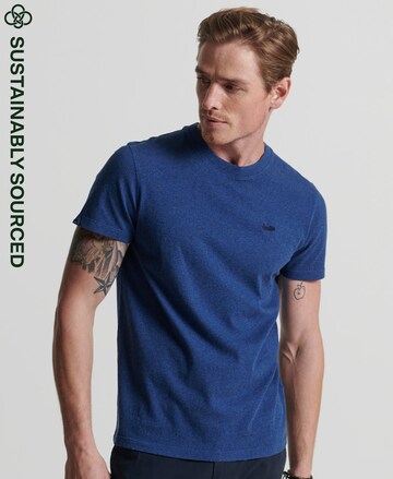 Superdry SUPERDRY Mikrostrukturiertes T-Shirt aus Bio-Baumwolle mit Stickerei in Blau