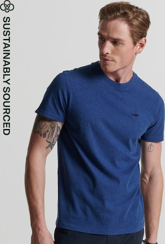 Superdry SUPERDRY Mikrostrukturiertes T-Shirt aus Bio-Baumwolle mit Stickerei in Blau