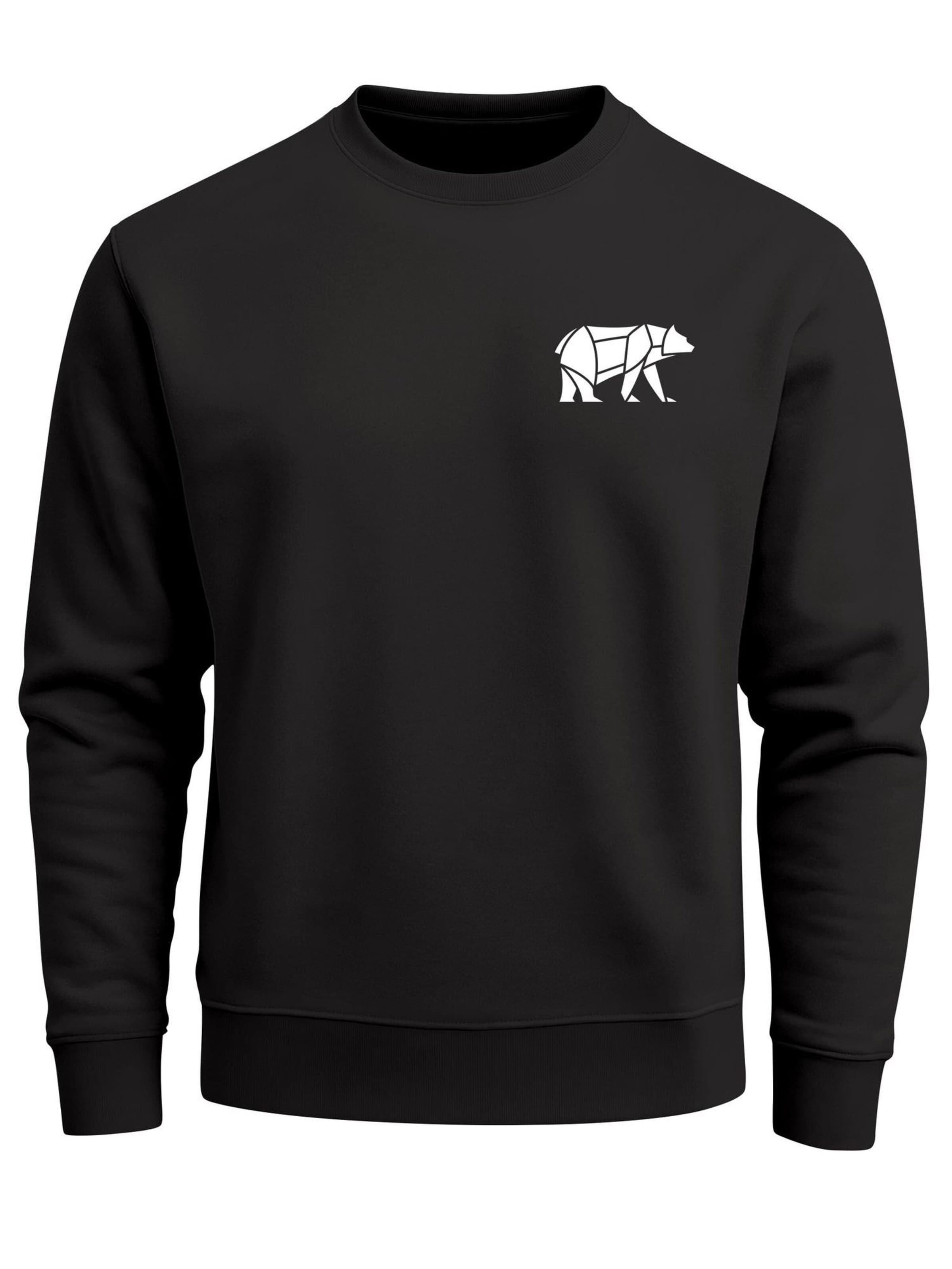 Neverless Sweatshirt 'Bär Lineart Polygon' in Black: front