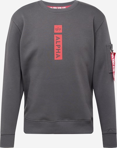 ALPHA INDUSTRIES Sweatshirt i mörkgrå / röd, Produktvy
