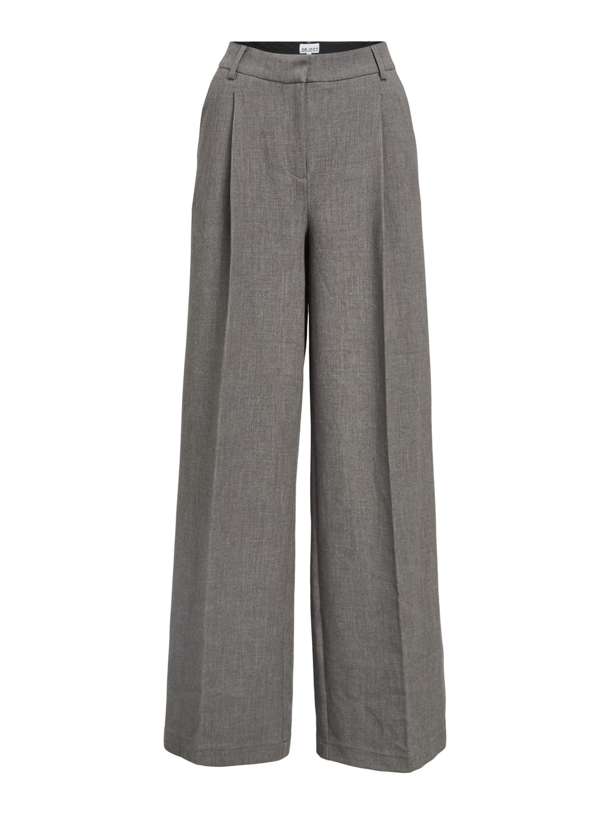 Wide leg Pantaloni con piega frontale 'OBJIvy' di OBJECT in grigio: frontale