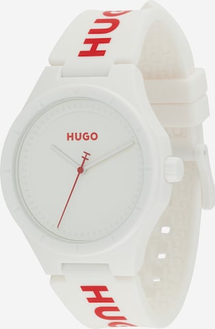 HUGO Red Analog klocka '#LIT FOR HIM' i vit: framsida