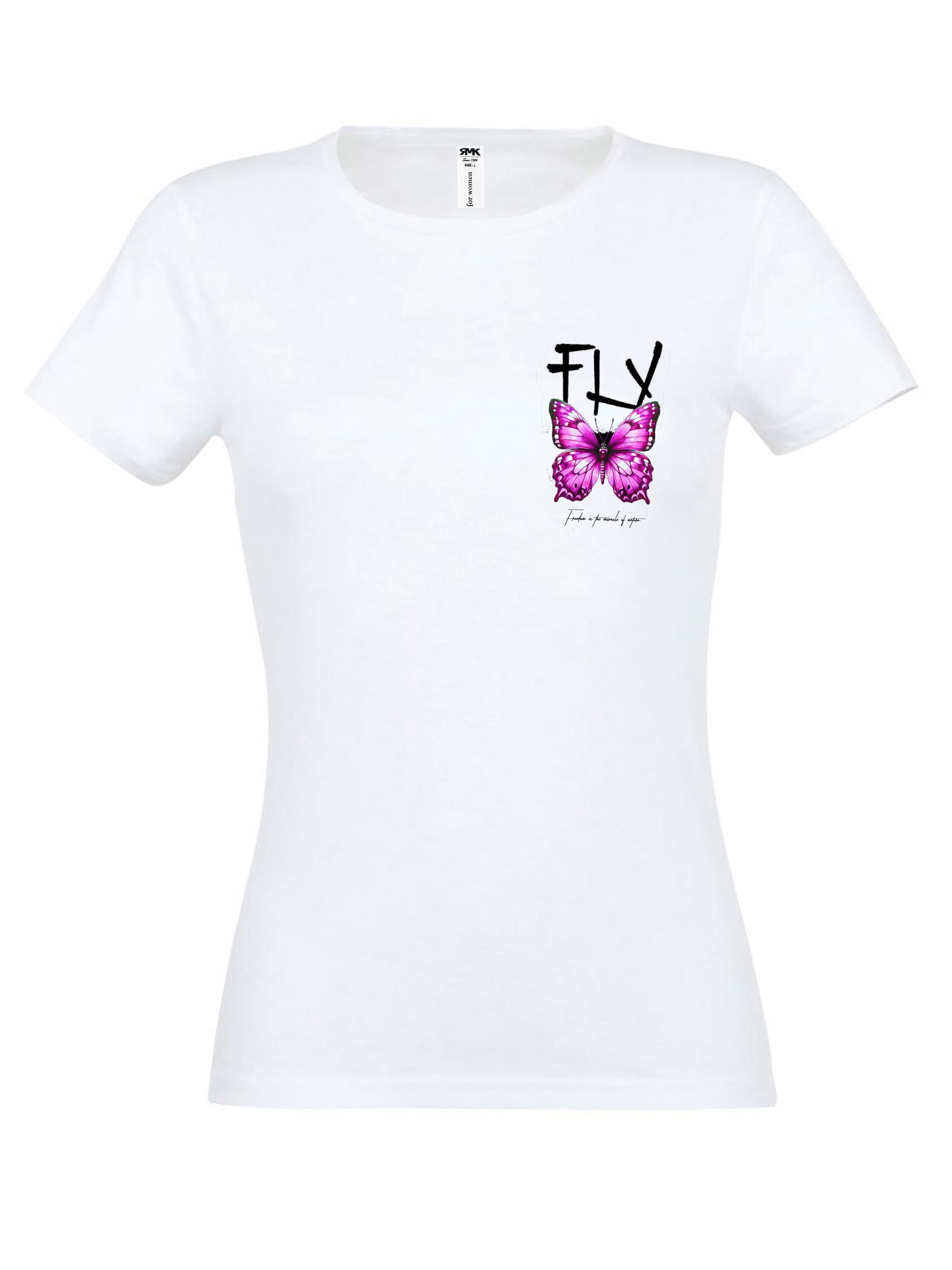 RMK Shirt 'Rundhalsausschnitt Butterfly'‌‌‌‌‌‌‌‌‌ in Weiß: Vorderseite