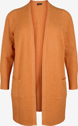 Cardigan 'CASUNNY' Zizzi en orange : devant