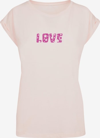 Merchcode Shirt ' Valentines Day - Flowers Love' in Roze: voorkant