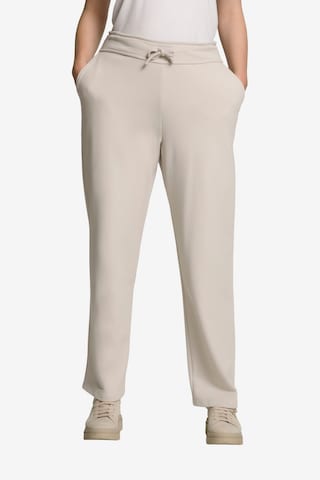 Ulla Popken Regular Broek in Beige: voorkant