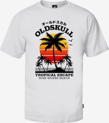 Oldskull T-Shirt 'Wrldvibe Palmtee' in Weiß: Vorderseite