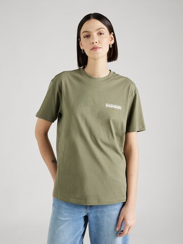 Tricou 'S-FABER' de la NAPAPIJRI pe verde: față