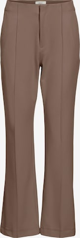 OBJECT Flared Pleat-Front Pants 'Iva Lisa' in Brown: front