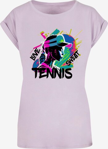 Merchcode T-Shirt 'Tennis Love, Sweat' in Lila: predná strana