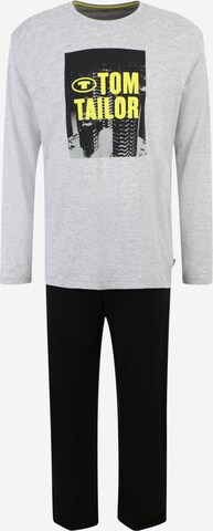TOM TAILOR Long Pajamas in Grey: front
