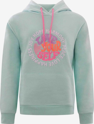 Sweat-shirt 'Love Yourself' Zwillingsherz en vert : devant