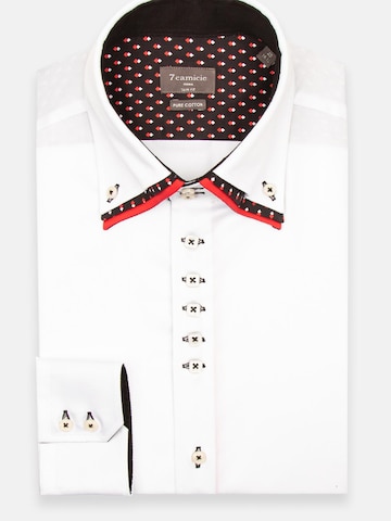 Camicia business 'Vesuvio Iconic Satin Man Shirt Black' di 7Camicie in bianco: frontale