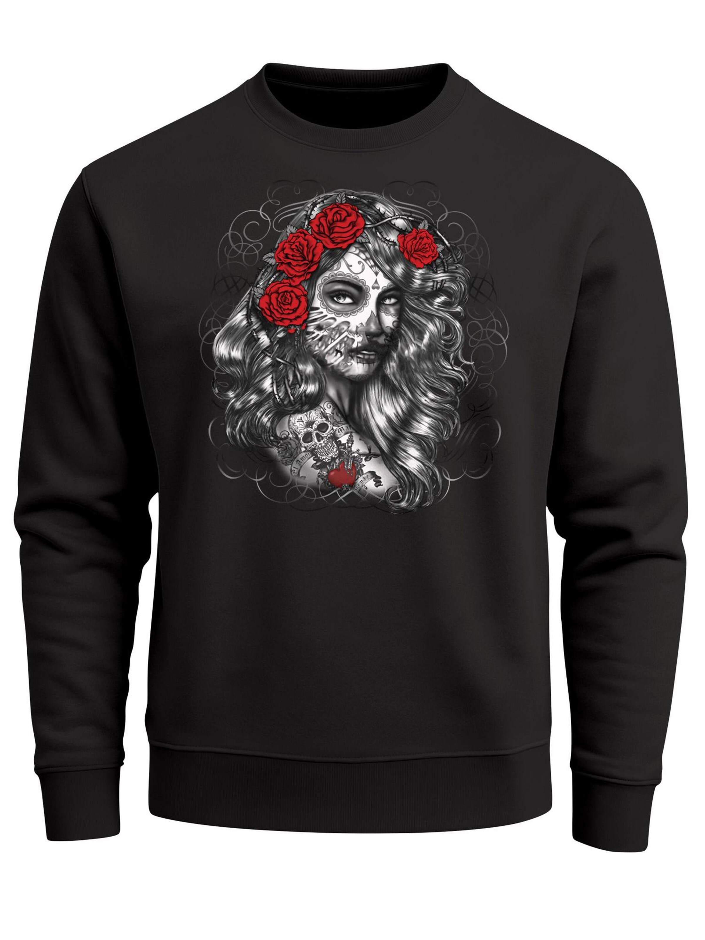 Neverless Sweatshirt 'Day of Dead' in Black: front