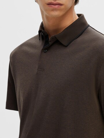SELECTED HOMME Poloshirt 'Leroy' in Braun