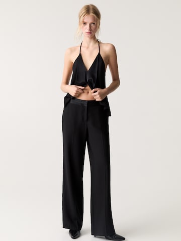 Pull&Bear Loosefit Ráncos nadrág - fekete