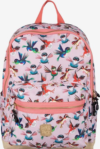 Pick & Pack Backpack 'Birds' in Pink: front