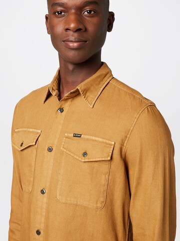 G-Star RAW - Slim Fit Camisa 'Marine' em castanho