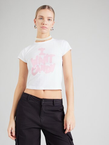 Maglietta 'I WANT CANDY' di Juicy Couture in bianco: frontale