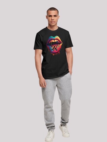 F4NT4STIC Shirt 'Drooling Lips' in Black