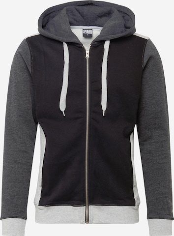 Urban Classics Zip-Up Hoodie in Black: front