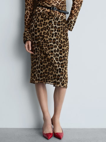 MANGO Rok 'STARK' in Bruin: voorkant
