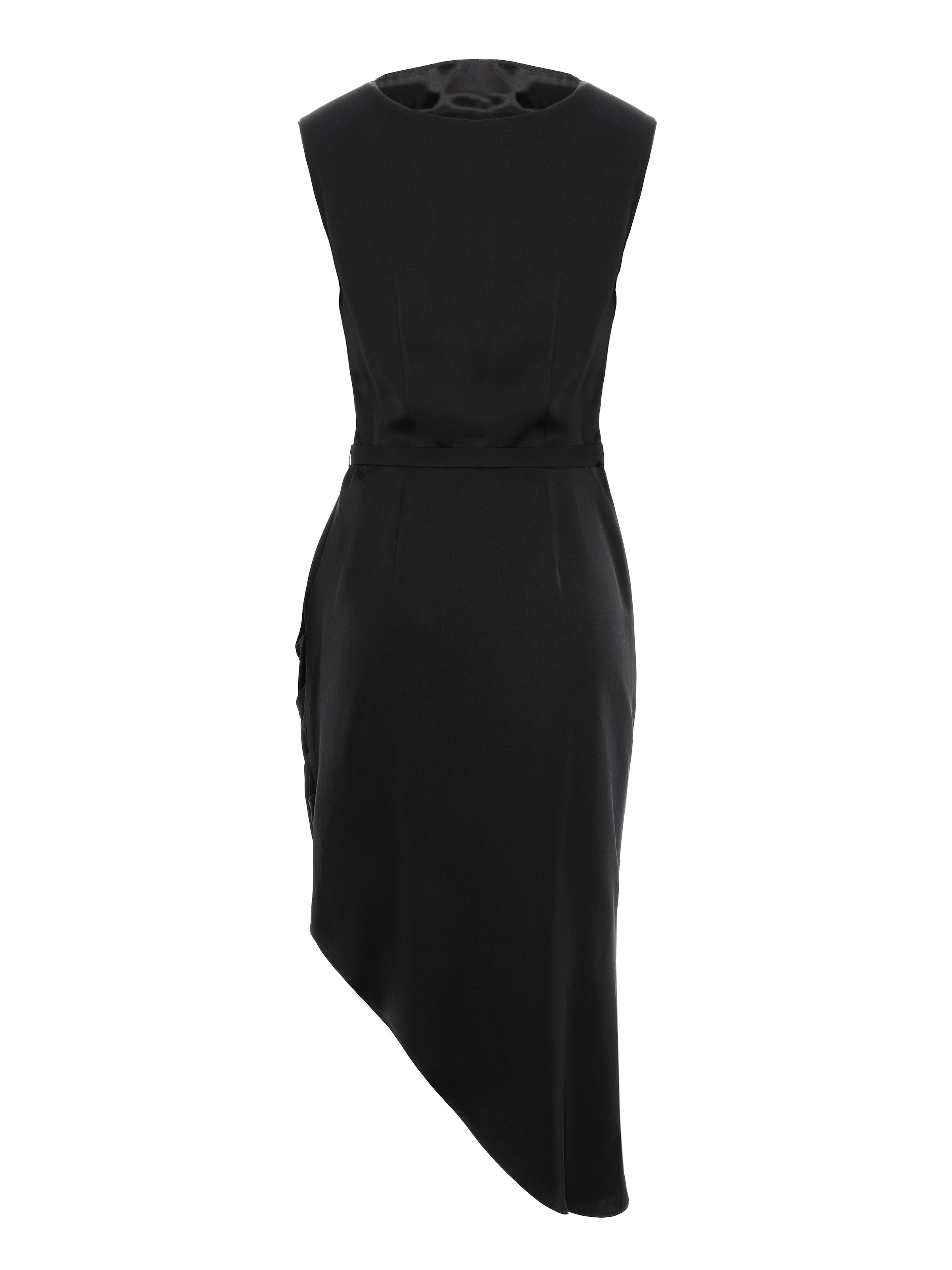 AVENUE N°29 Dress 'Cowl Neckline Asymmetric Midi Dress' in Black