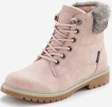 LASCANA - Botines con cordones en rosa: frente