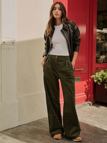 Next Wide leg Bandplooibroek in Groen