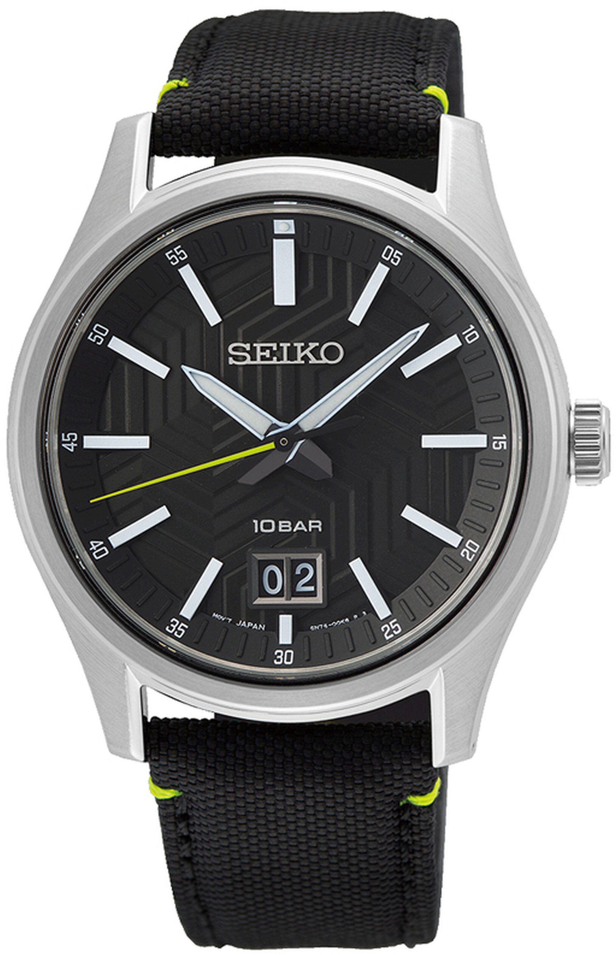 SEIKO Analoguhr in Schwarz: Vorderseite