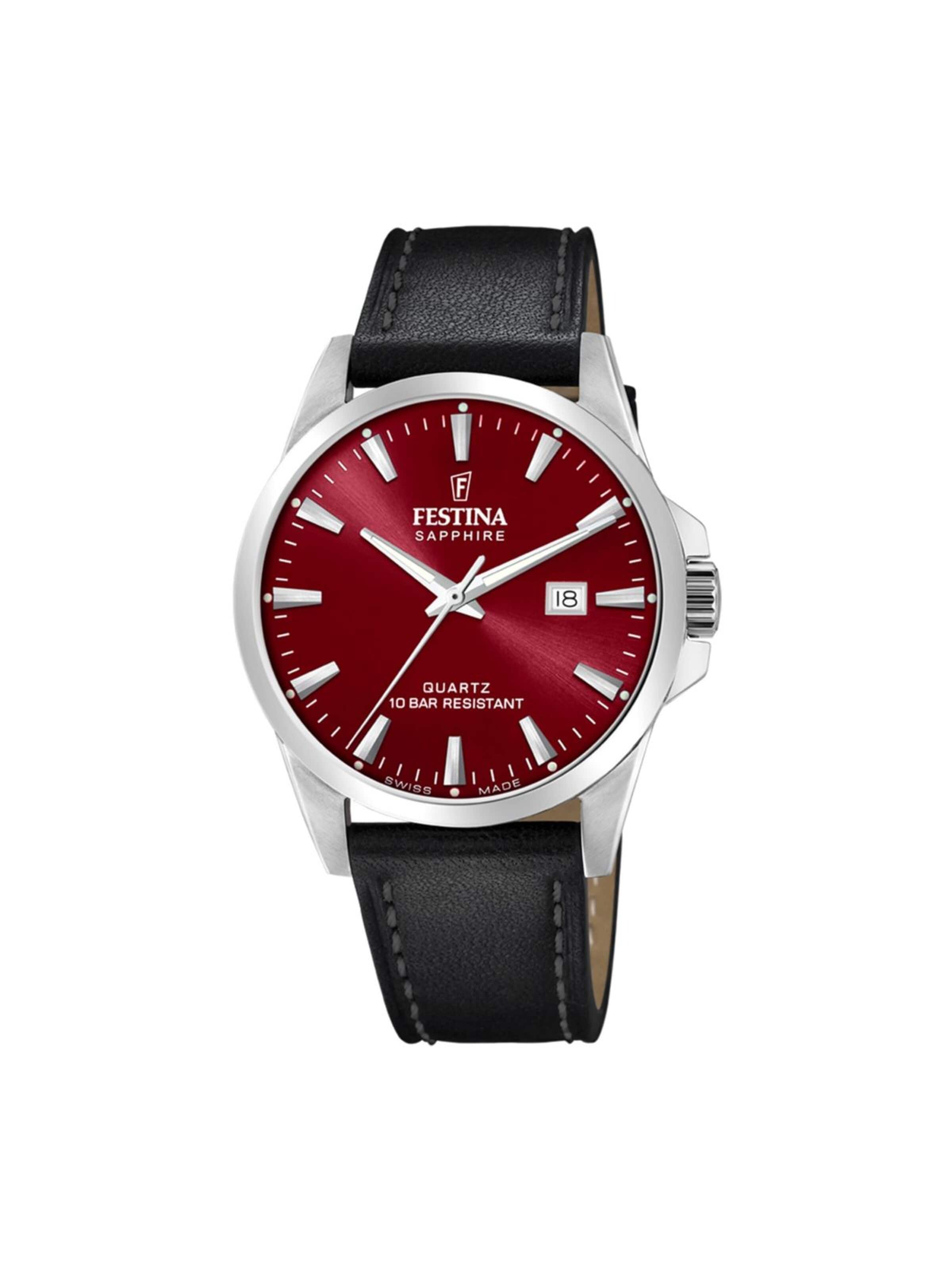Montre à affichage analogique 'Date watch Classics Swiss Made' FESTINA en rouge : devant