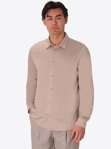 Distretto12 Regular fit Zakelijk overhemd 'Menta' in Beige: voorkant