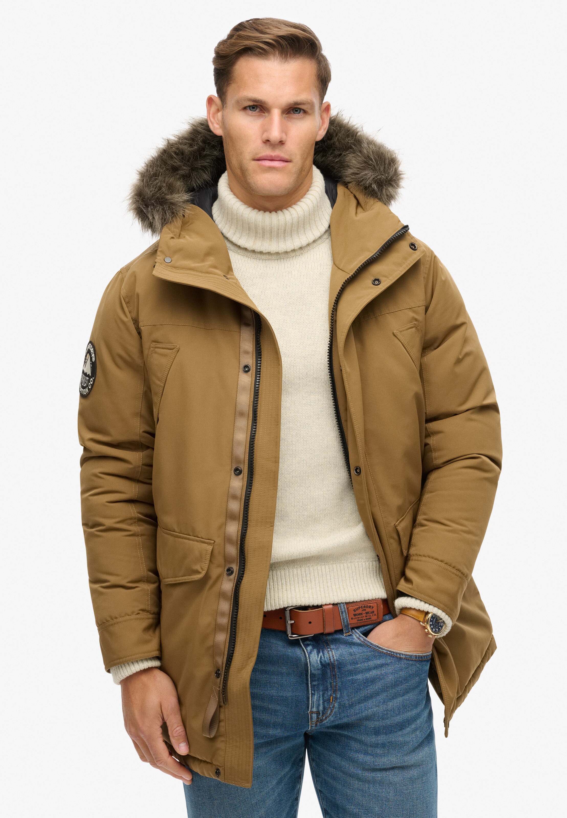 Superdry & Co Winter Parka 'Everest ' in Brown: front