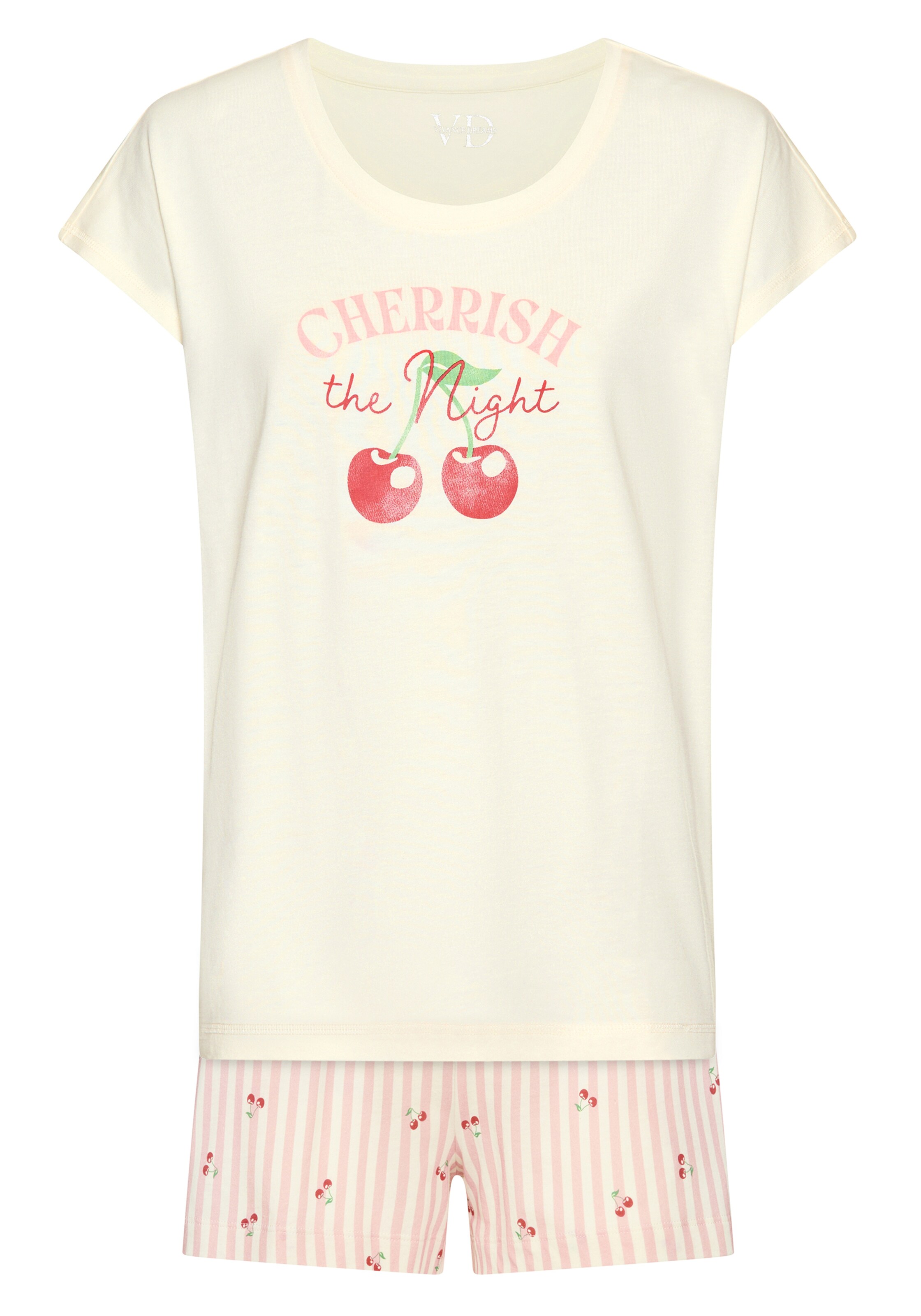 VIVANCE by LASCANA Short Pajama Set in Beige: front