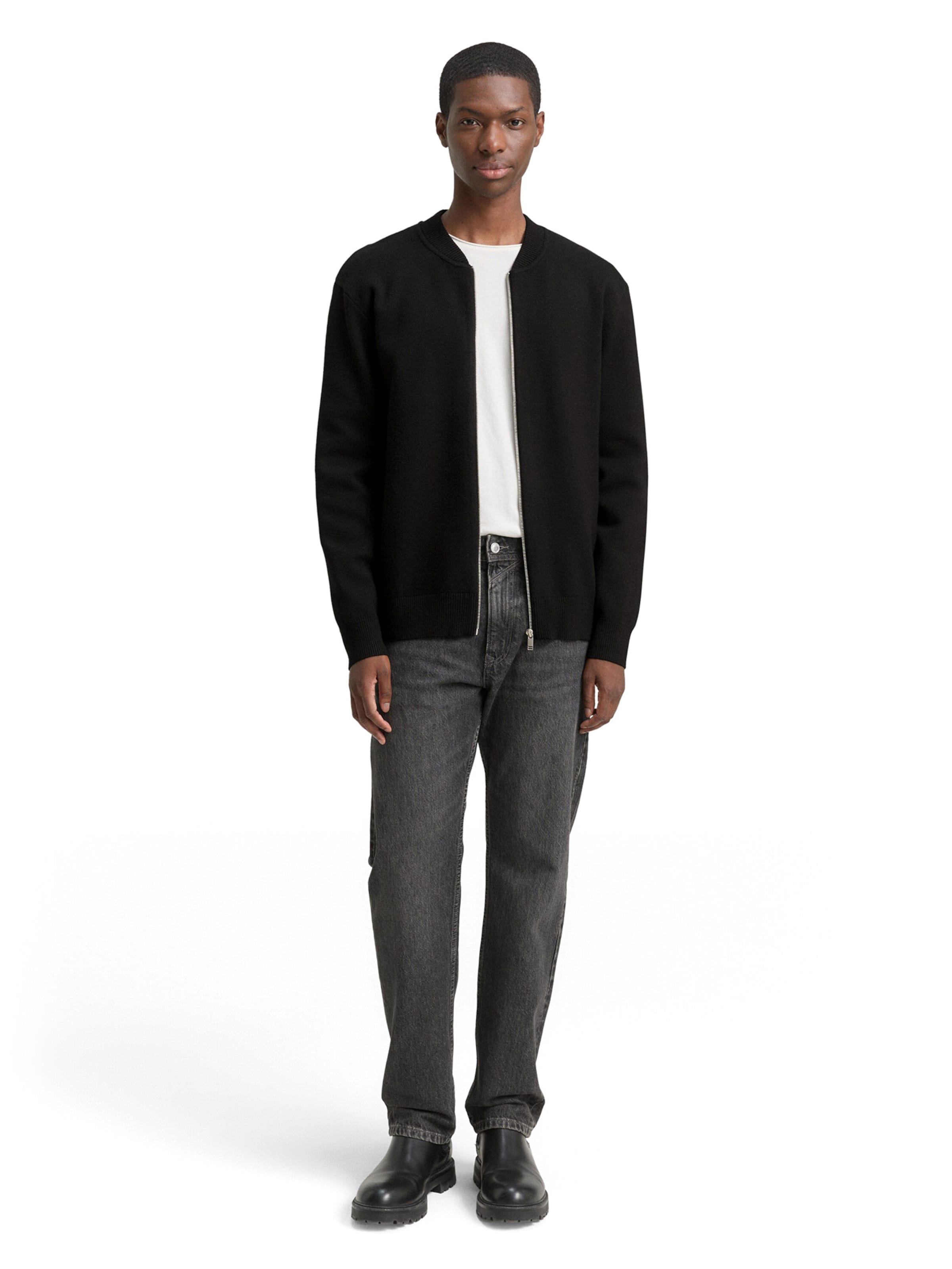 TOM TAILOR DENIM Πλεκτή ζακέτα σε μαύρο